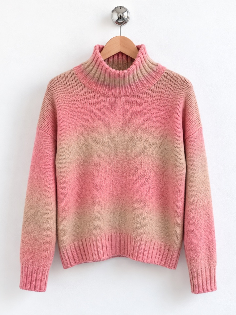 MAJE Pink Ombre Turtleneck Sweater